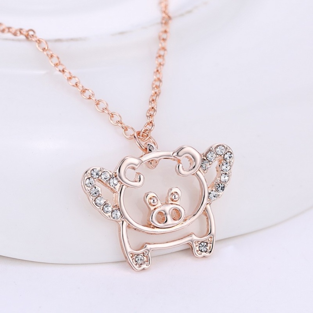 3/$30 Flying Pig When Pigs Fly Necklace - Picture 2 of 8
